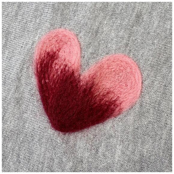 Aaeda Open Front Heart Cardigan | Soft Girl Coquette | Gray Red Pink Hearts | L - Picture 4 of 6